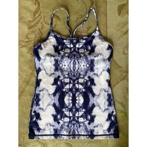 EUC Lululemon Navy White Ink Blot Power Y Tank 6